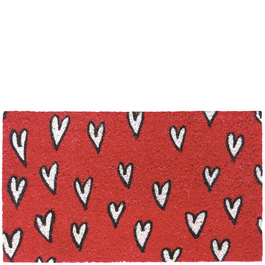 Felpudo rojo corazones