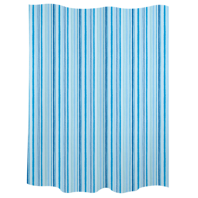 Cortina baño "trazos" azul polyester