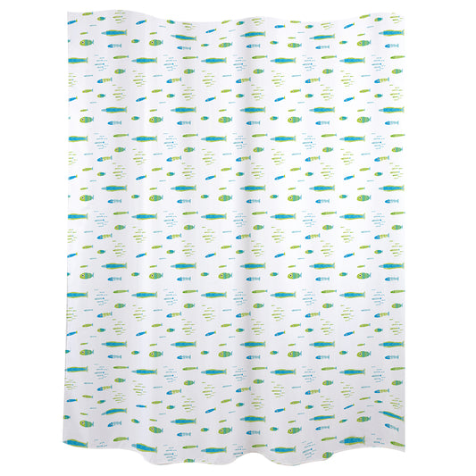 Bath curtain "fish" blue & green polyester