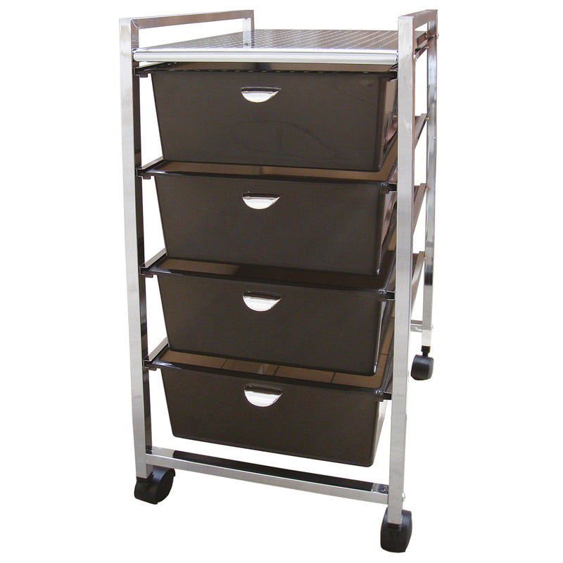 Wide 4 black drawer cart