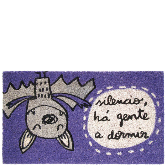 Felpudo violeta "silencio" (portugués)