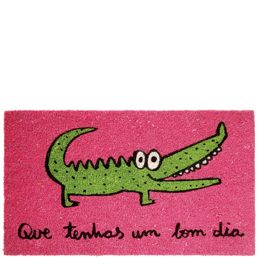 Felpudo fucsia cocodrilo "um bon dia"