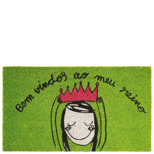 Felpudo verde "bem vindos ao meu reino"