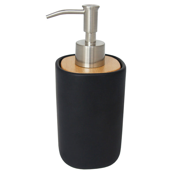 Soap Dispenser with wooden top black