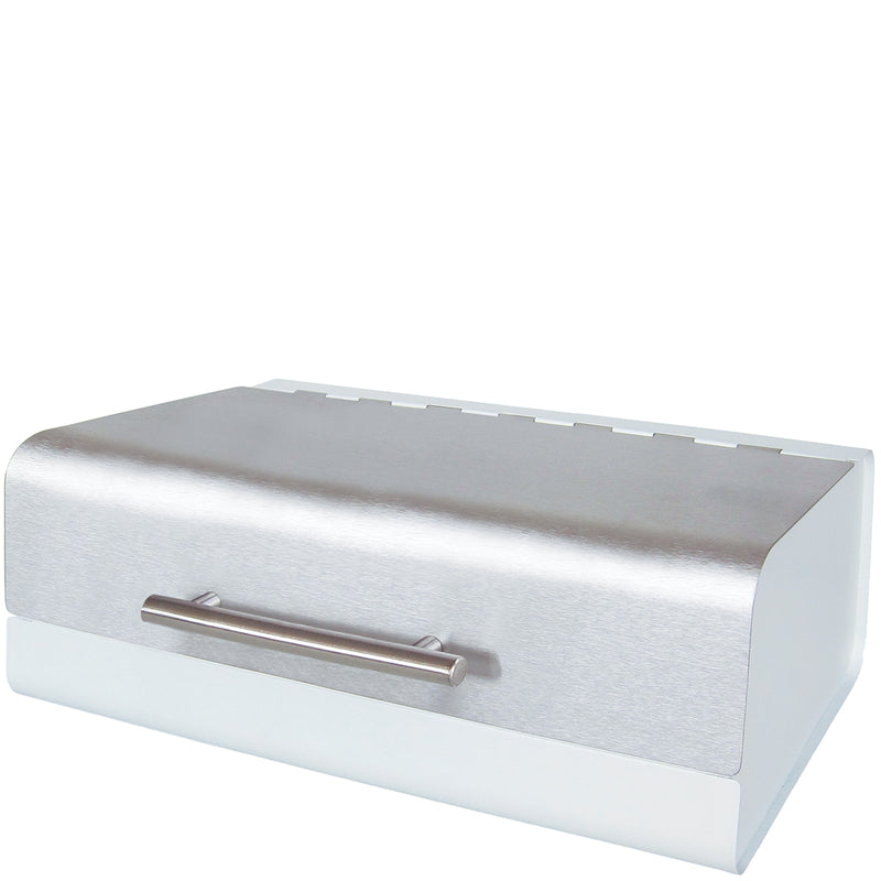 Bread bin with stainless steel lid white