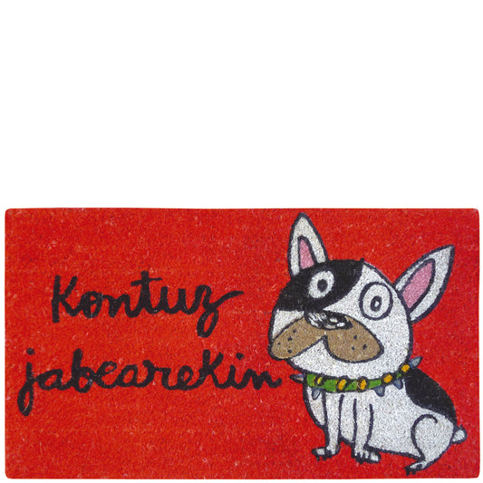 Felpudo rojo "kontuz jabearekin"