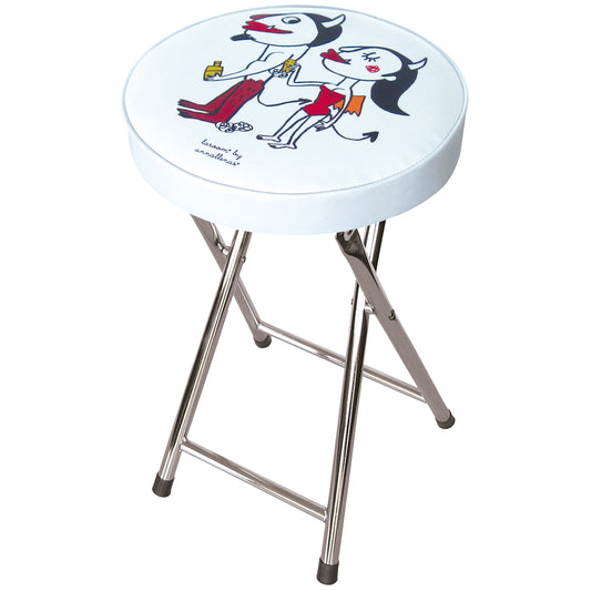Bath Stool "playing demons" white (foldable)