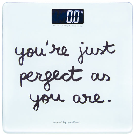 Bath Scale "you are perfect" white with white back-lit LCD and lithium battery