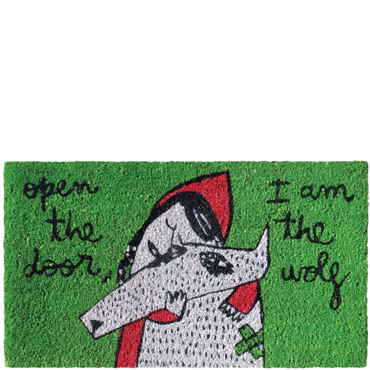 Felpudo verde "open the door, I am the wolf"