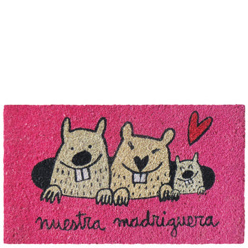 Felpudo rosa "nuestra madriguera"