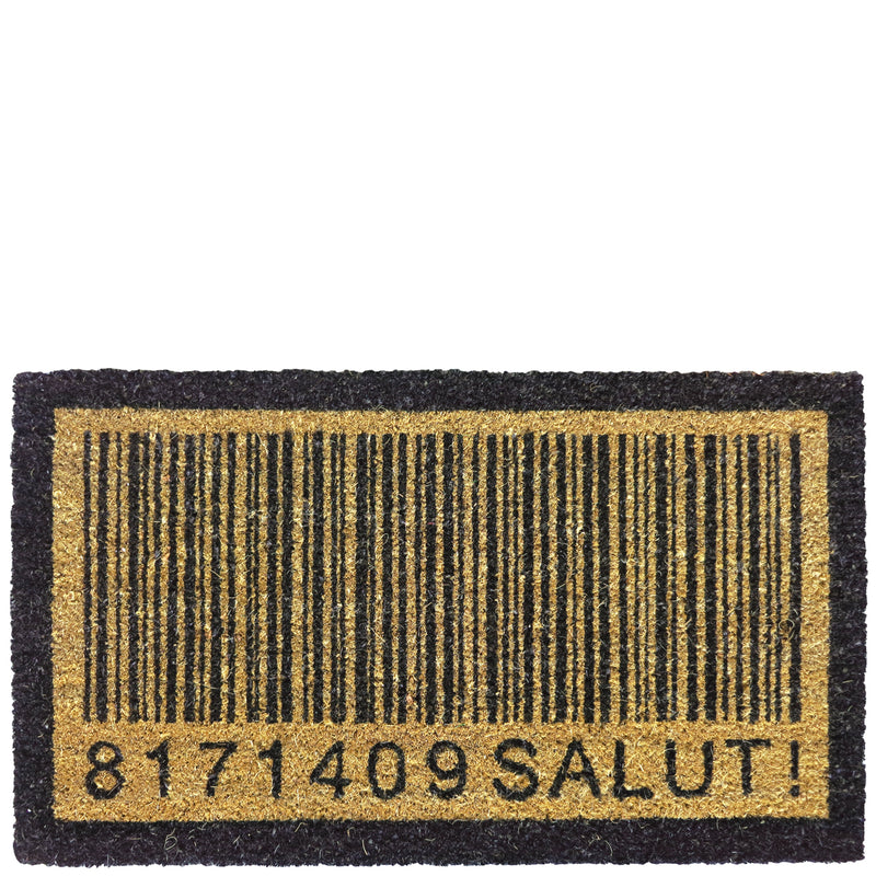 Doormat "code barre - salut!" brown