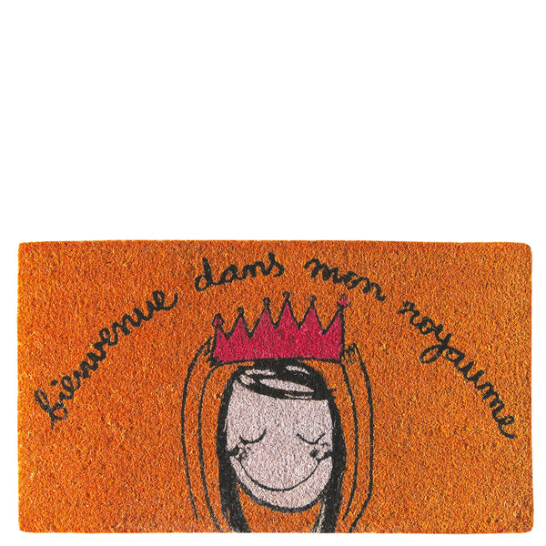 Doormat "bienvenue dans mon royaume" orange