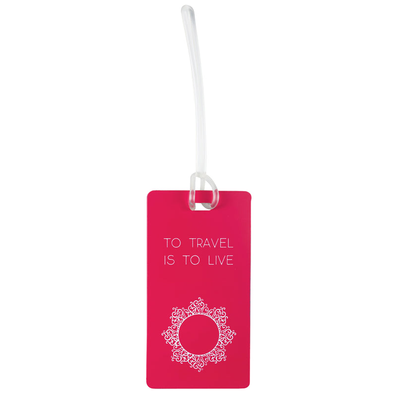 Luggage tag "to travel is to live"