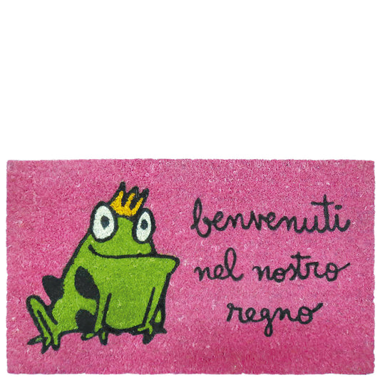 Felpudo fucsia "benvenuti nel nostro regno"