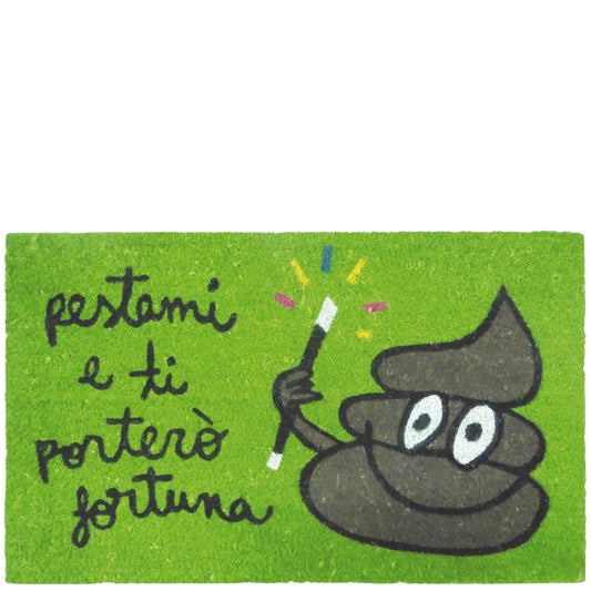 Felpudo verde "pestami e ti porterò fortuna"