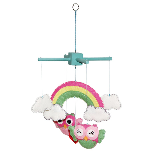 Felt mobile owls & rainbows 37cm