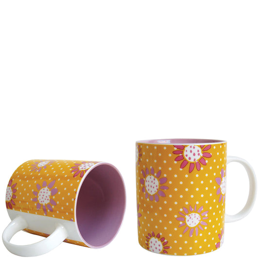 Taza "flores" amarilla