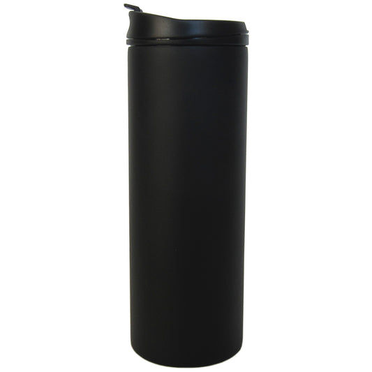 Flacon isotherme double paroi pour liquides 400ml. Acier inoxydable noir et bouchon anti-goutte