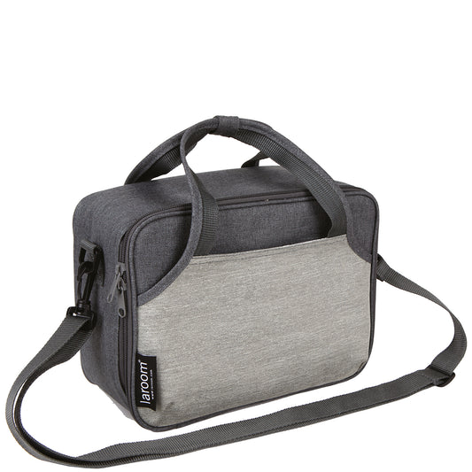 Lunch Bag urbana 7L con aislante térmico, 2 bolsillos adicionales & correa hombro Gris -Recipiente comida incluido-