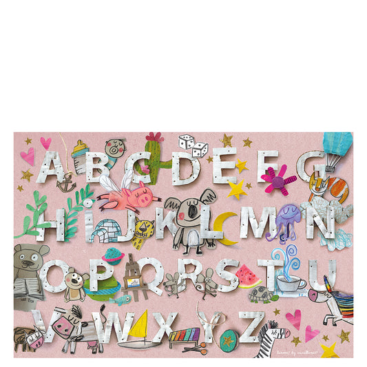 Tapis en vinyle pour enfants "Abecedary" rose