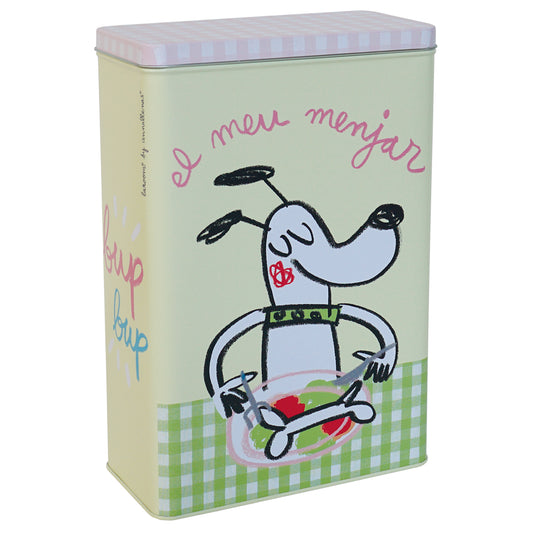 Boite métal "ma nourriture" pour chien grand jaune