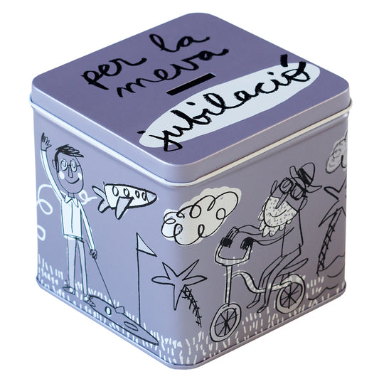 Tirelire en métal "pour ma retraite" violet