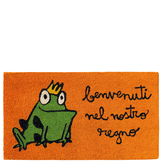 Felpudo "benvenuti nel nostro regno" naranja