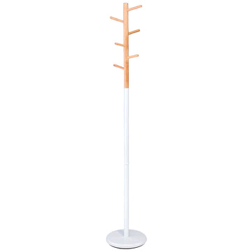Appendiabiti bianco satinato con appendiabiti in legno