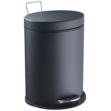 Pattumiera bagno a pedale nera 5L. ellittica (rivestimento rimovibile)