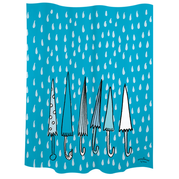 Tenda da bagno "ombrelli" in poliestere blu