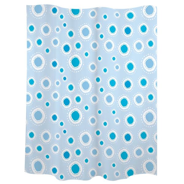 Rideau de bain "soleils" polyester bleu