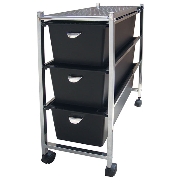 Narrow 3 black drawer cart