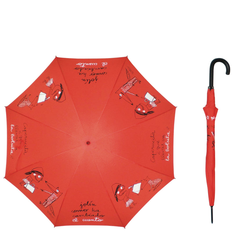 Parapluie "le petit chaperon rouge" avec manche en acier