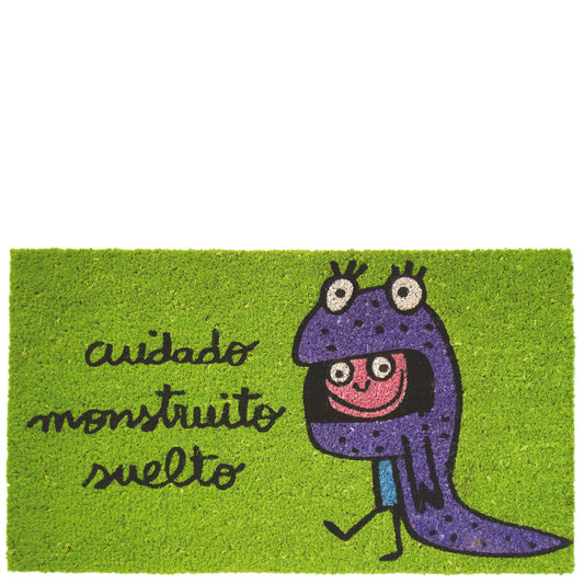 Doormat "cuidado monstruito suelto" green