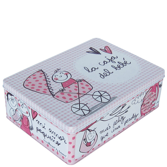 Caja metálica "la caja del bebé" rosa