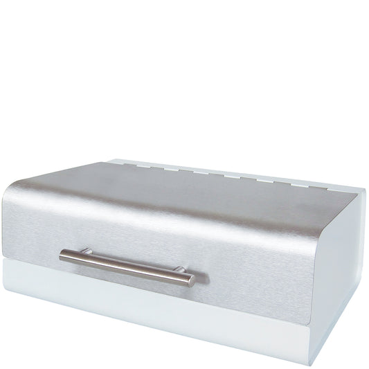 Panera blanca tapa acero inox.