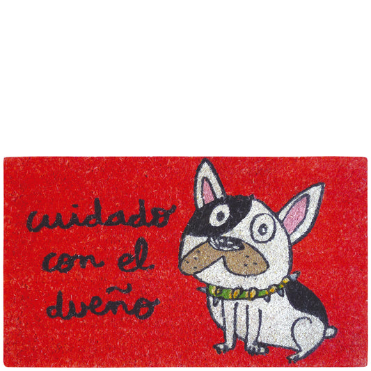 Doormat "cuidado con el dueño" red