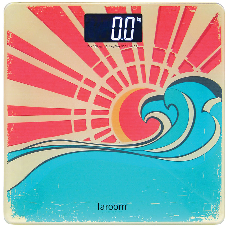 Bath Scale "waves & surf" with white back-lit LCD and lithium battery