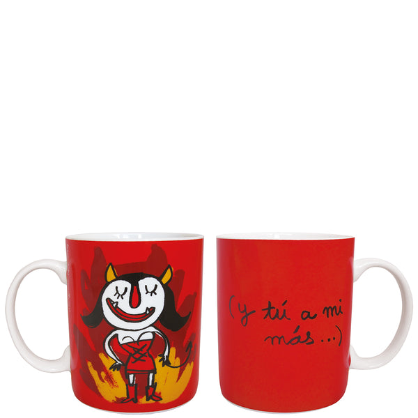 Mug "demonio, y tú a mi más..." red