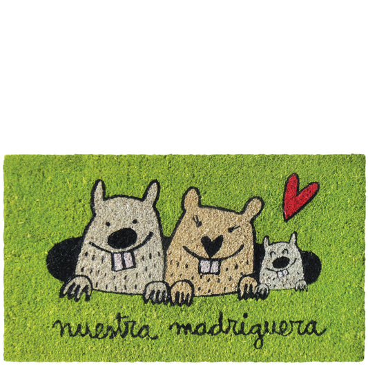 Doormat "nuestra madriguera" family green