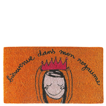 Doormat "bienvenue dans mon royaume" orange