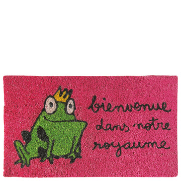 Doormat "bienvenue dans notre royaume" fucsia