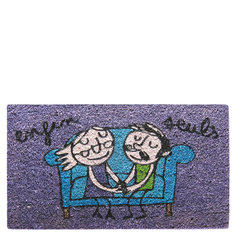 Doormat "enfin seuls" violet