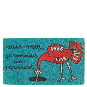 Doormat "suis-moi, je connais un raccourci" blue