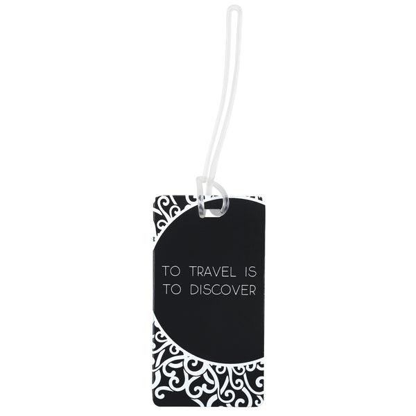Luggage tag "to travel is to discover"