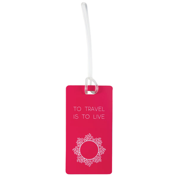 Luggage tag "to travel is to live"