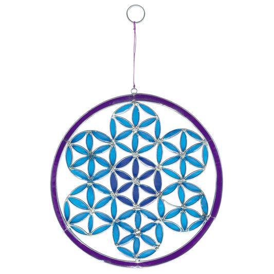 Suncatcher mandala "flower of life" blue & violet 29cm