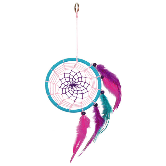 Dreamcatcher asymetric turquoise & violet 32cm