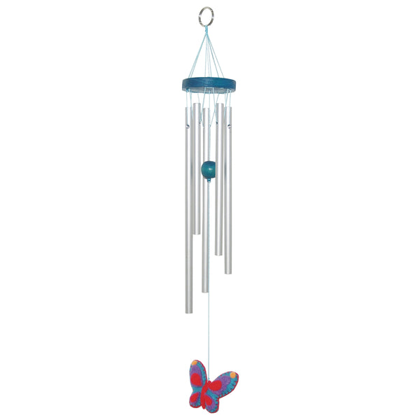 Metal wind chime with butterfly blue 41cm