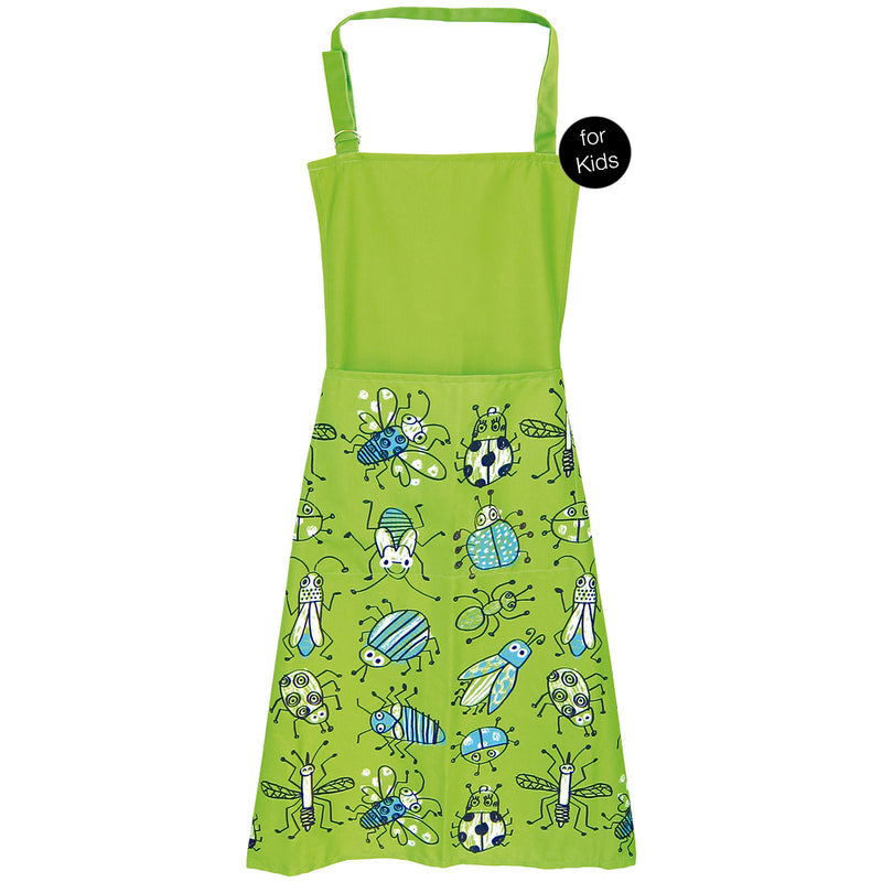 Kids apron "bugs" with pocket & adjustable height (3 to 9 years)